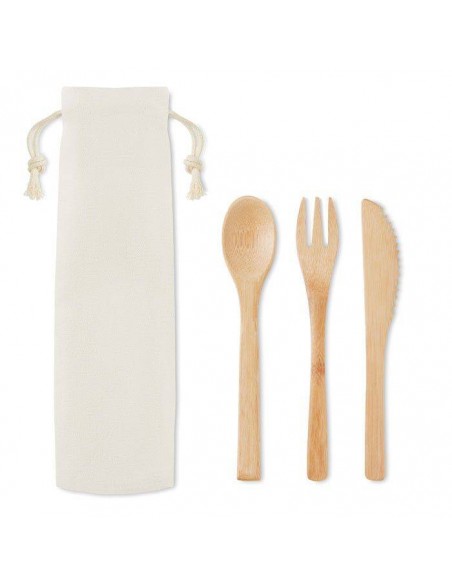 SET POSATE IN BAMBOO IN SACCHETTO DI CANVAS
