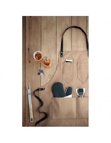 Grembiule in canvas con dettagli in pelle