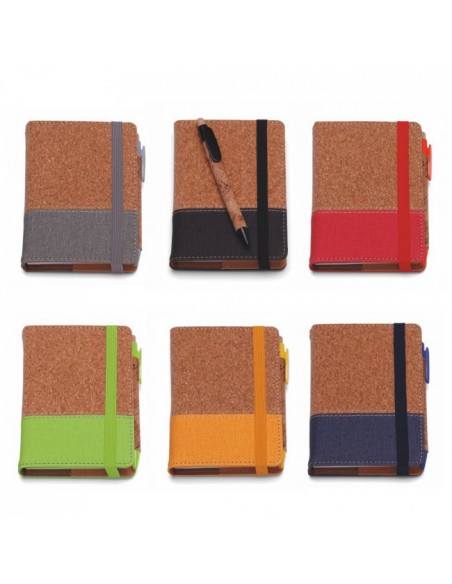 AGENDA GIORNALIERA CM 9X13 IN SUGHERO CON ELASTICO