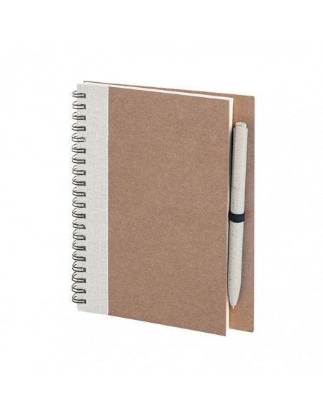 NOTES IN SPIRALE E PENNA IN PAGLIA DI FRUMENTO