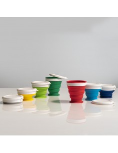 Bicchiere da viaggio pieghevole in silicone con tappo in PP 2