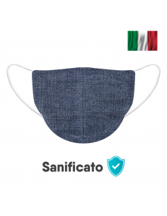 Mascherina made in italy 100% cotone effetto jeans