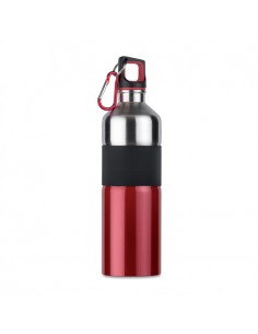 Borraccia bicolore in acciaio inossidabile con fascia in gomma e moschettone 750 ml 2