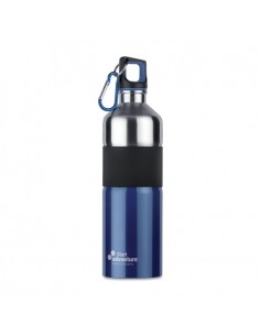 Borraccia bicolore in acciaio inossidabile con fascia in gomma e moschettone 750 ml