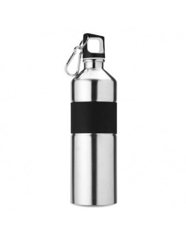 Borraccia bicolore in acciaio inossidabile con fascia in gomma e moschettone 750 ml