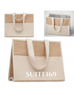 BORSA MARE IN JUTA E TELA CON ZIP