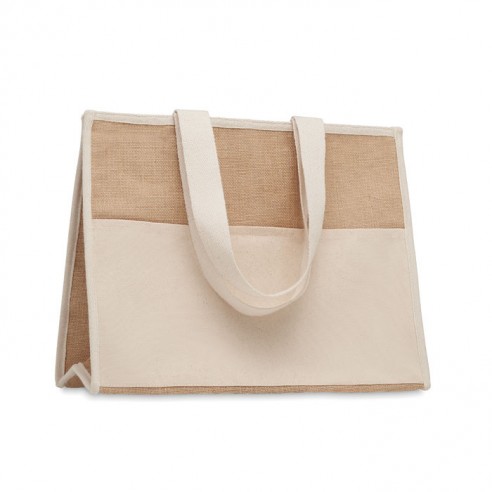 BORSA MARE IN JUTA E TELA CON ZIP