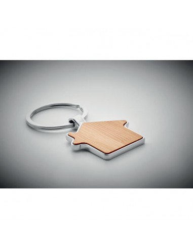 Portachiavi casetta in lega di zinco e bamboo