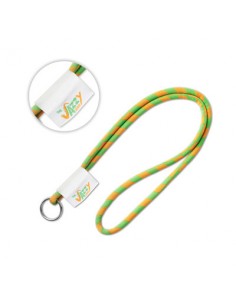 Lanyard tubolare bicolore con portachiavi ed etichetta