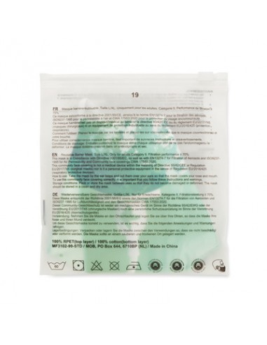 Mascherina riutilizzabile in PET riciclato adulto o baby