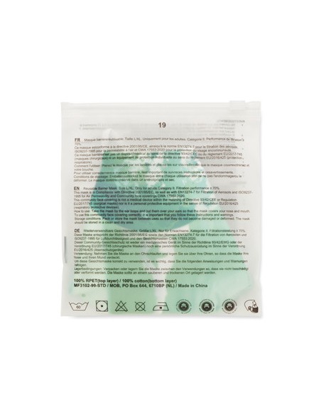 Mascherina riutilizzabile in PET riciclato adulto o baby