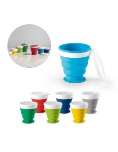 Bicchiere da viaggio pieghevole in silicone con tappo in PP