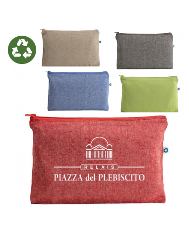 Beauty case in cotone riciclato con zip 150 gr