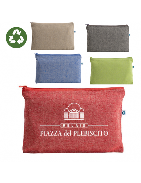 Beauty case in cotone riciclato con zip 150 gr