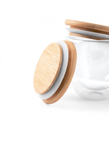 Tazza Take Away in vetro Borosilicato e tappo in Bamboo