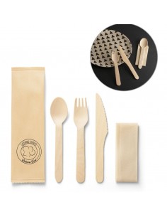 Set di posate monouso in legno