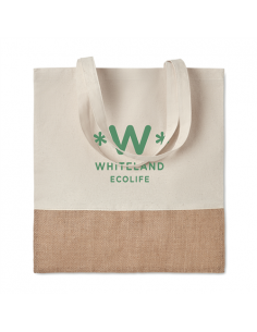 SHOPPER IN COTONE TWILL CON DETTAGLI IN JUTA