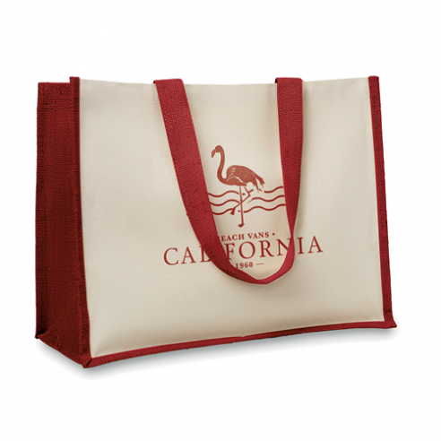 Borsa mare bicolore in yuta e canvas...