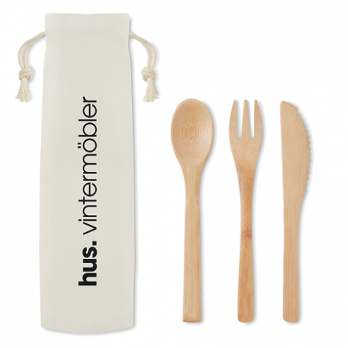 Set posate in bamboo in sacchetto in...