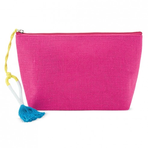 Pochette in juta laminata con zip e...