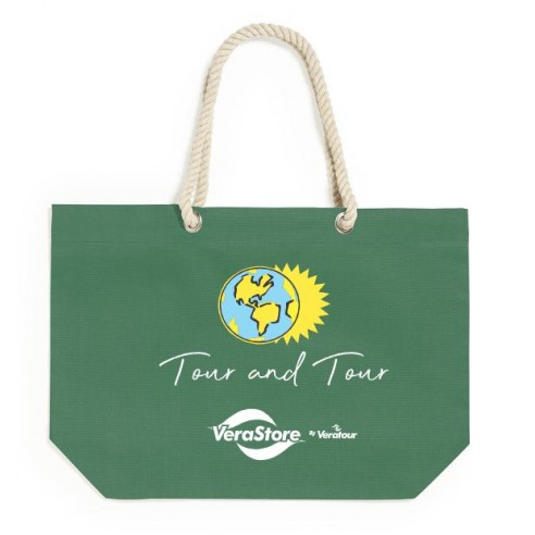 Borsa mare in cotone con manici in yuta