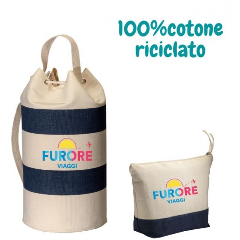 Set Sacca + beauty in cotone riciclato