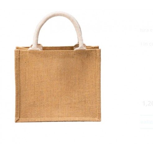 Mini borsa in juta con tasca e manici...