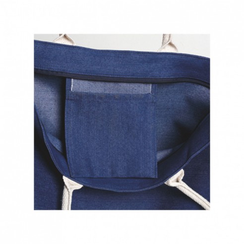 Borsa mare in denim con manici in corda
