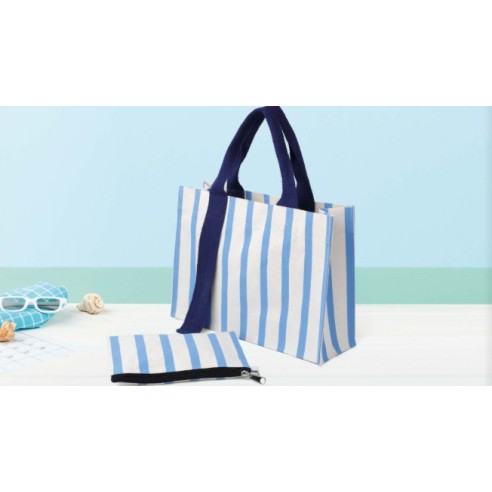 Borsa mare in canvas + pochette con...