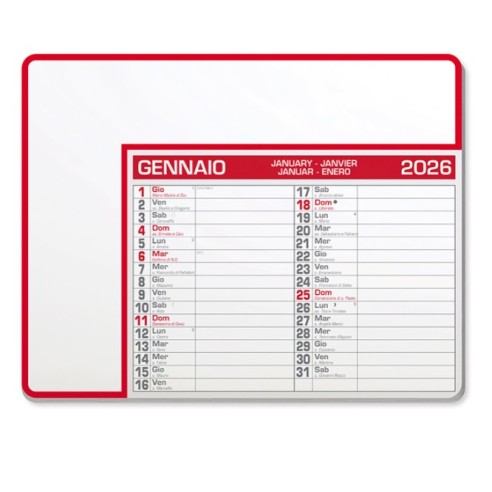 Calendario 2026 tappetino mouse