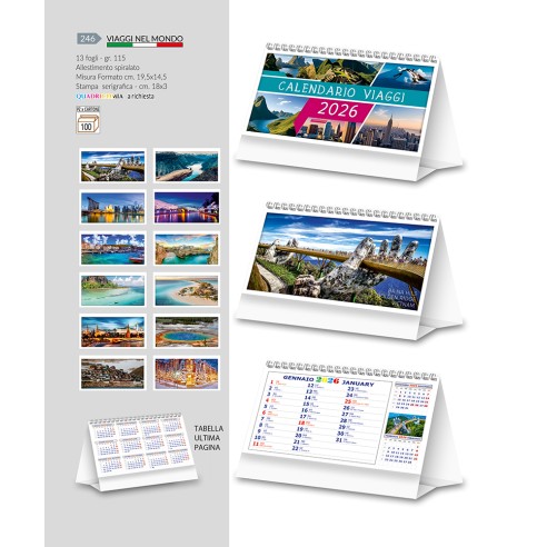 Calendario da tavolo " VIAGGI NEL MONDO"