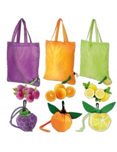 SHOPPER RIPIEGABILE A FORMA DI ARACIO , MORA E LIMONE