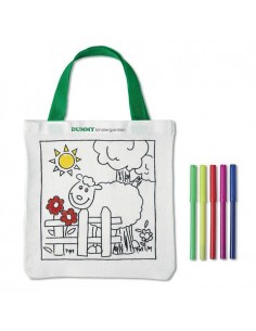 SHOPPER IN COTONE COLORABILE CON 5 PENNERELLI