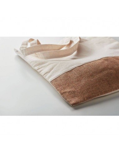SHOPPER IN COTONE TWILL CON DETTAGLI IN JUTA