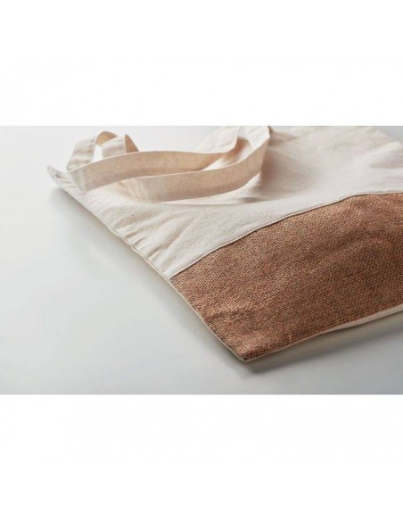 SHOPPER IN COTONE TWILL CON DETTAGLI IN JUTA