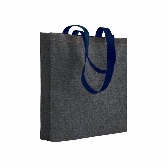 SHOPPER IN TNT STAMPATO EFFETTO JEANS