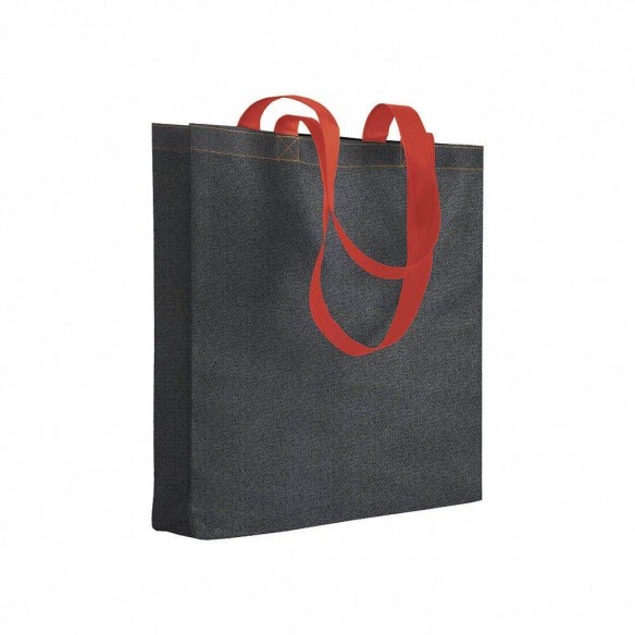 SHOPPER IN TNT STAMPATO EFFETTO JEANS