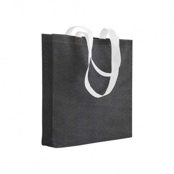 SHOPPER IN TNT STAMPATO EFFETTO JEANS