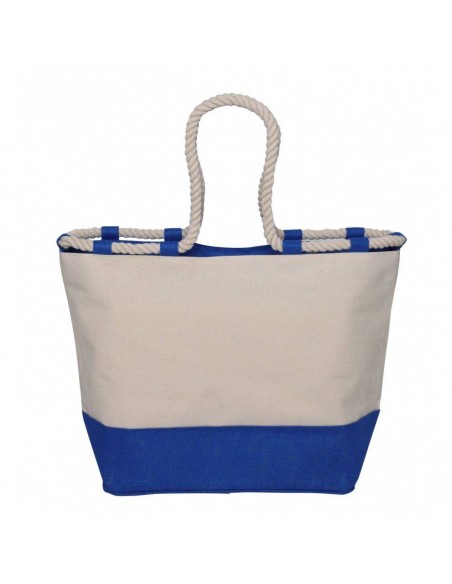 BIG BORSA MARE IN CANVAS CON ZIP E MANICI IN CORDA