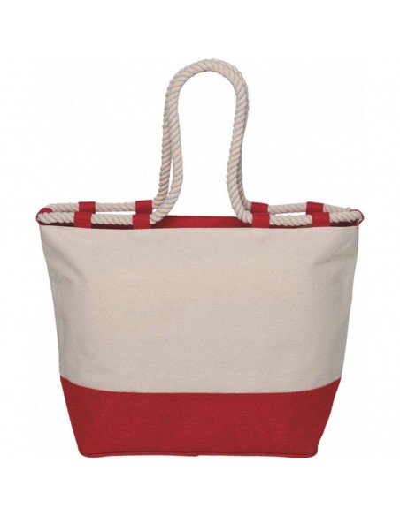 BIG BORSA MARE IN CANVAS CON ZIP E MANICI IN CORDA