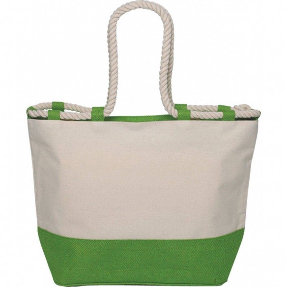 BIG BORSA MARE IN CANVAS CON ZIP E MANICI IN CORDA