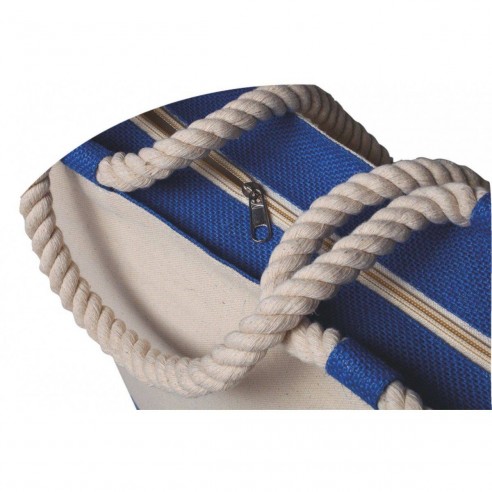 BIG BORSA MARE IN CANVAS CON ZIP E MANICI IN CORDA