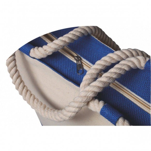 BIG BORSA MARE IN CANVAS CON ZIP E MANICI IN CORDA