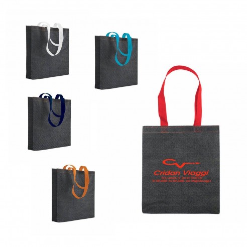SHOPPER IN TNT STAMPATO EFFETTO JEANS