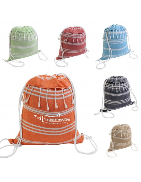 ZAINETTO IN FOUTA CON FRANGE E CHIUSURA A STRAPPO