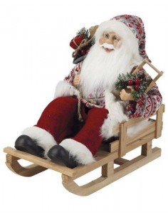 BABBO NATALE SU SLITTA CM 35X35X18