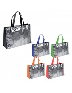SHOPPER SPESA IN PP LAMINATO CON SOFFIETTO COLORATO
