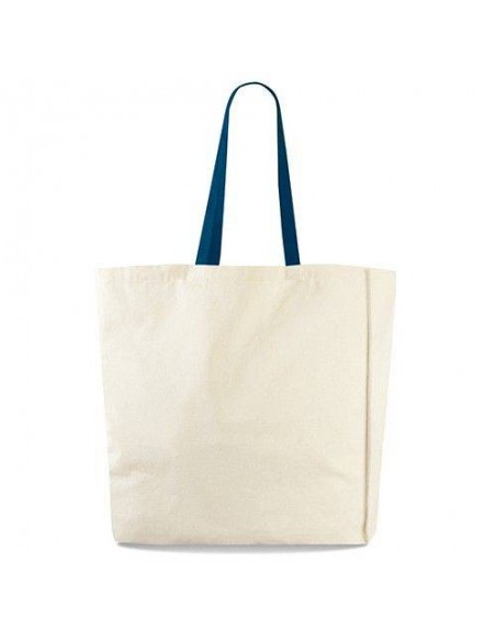 SHOPPER IN COTONE PESANTE CON MANICI COLORATI
