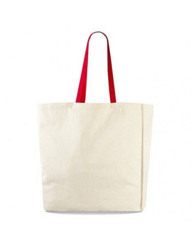 SHOPPER IN COTONE PESANTE CON MANICI COLORATI