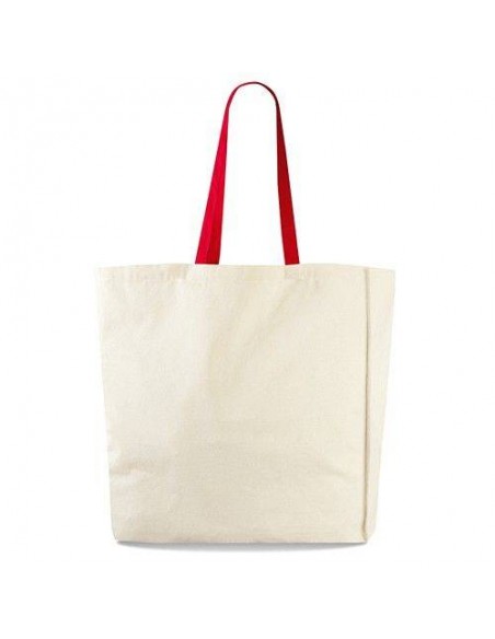 SHOPPER IN COTONE PESANTE CON MANICI COLORATI